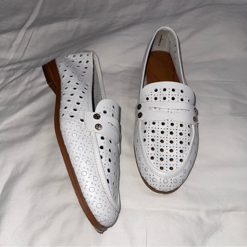 Dune London Glimmered Laser Cut Loafer ‎ In White Size 38 - Picture 2 of 15